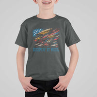 Funny Fisherman Keepin It Reel T Shirt For Kid Fishing Lure American Flag Bass Fishing - Wonder Print Shop