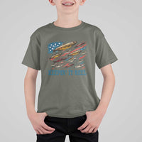 Funny Fisherman Keepin It Reel T Shirt For Kid Fishing Lure American Flag Bass Fishing - Wonder Print Shop