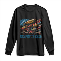 Funny Fisherman Keepin It Reel Long Sleeve Shirt Fishing Lure American Flag Bass Fishing - Wonder Print Shop