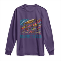 Funny Fisherman Keepin It Reel Long Sleeve Shirt Fishing Lure American Flag Bass Fishing - Wonder Print Shop