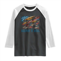Funny Fisherman Keepin It Reel Raglan Shirt Fishing Lure American Flag Bass Fishing - Wonder Print Shop