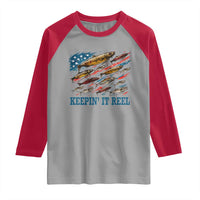 Funny Fisherman Keepin It Reel Raglan Shirt Fishing Lure American Flag Bass Fishing - Wonder Print Shop