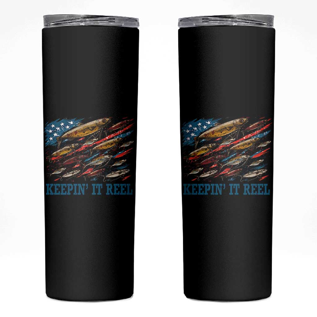 Funny Fisherman Keepin It Reel Skinny Tumbler Fishing Lure American Flag Bass Fishing - Wonder Print Shop