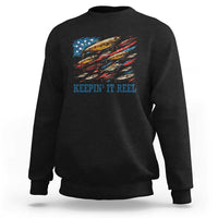 Funny Fisherman Keepin It Reel Sweatshirt Fishing Lure American Flag Bass Fishing - Wonder Print Shop
