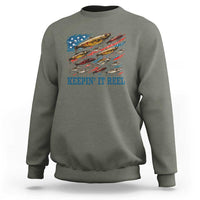 Funny Fisherman Keepin It Reel Sweatshirt Fishing Lure American Flag Bass Fishing - Wonder Print Shop