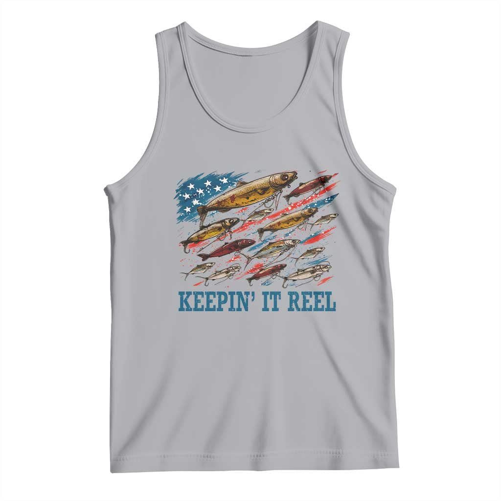 Funny Fisherman Keepin It Reel Tank Top Fishing Lure American Flag Bass Fishing - Wonder Print Shop
