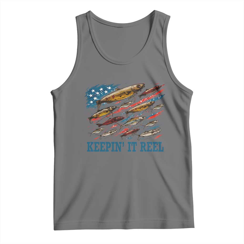 Funny Fisherman Keepin It Reel Tank Top Fishing Lure American Flag Bass Fishing - Wonder Print Shop