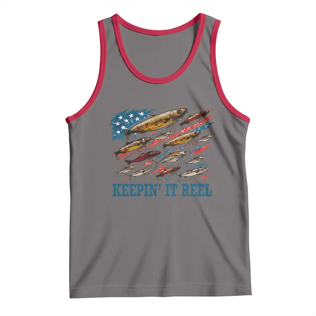 Funny Fisherman Keepin It Reel Tank Top Fishing Lure American Flag Bass Fishing - Wonder Print Shop