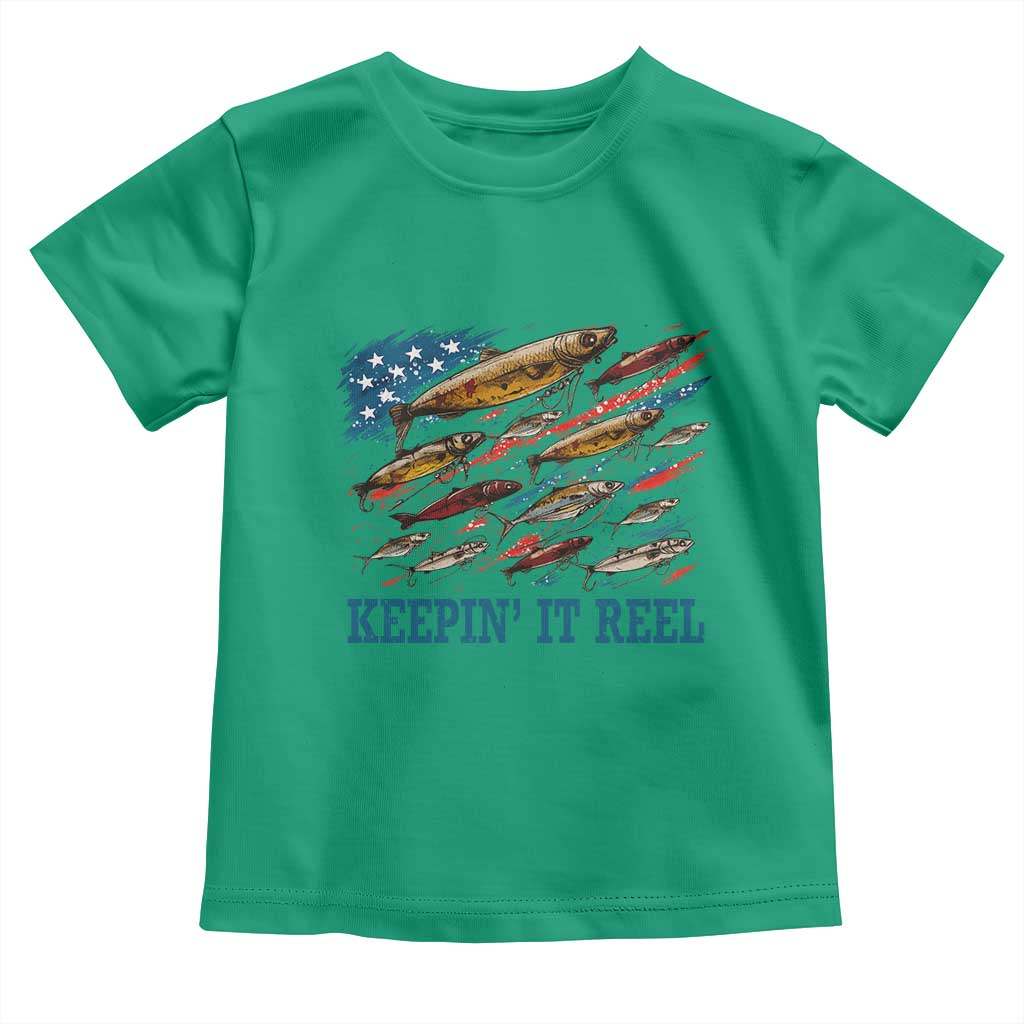 Funny Fisherman Keepin It Reel Toddler T Shirt Fishing Lure American Flag Bass Fishing - Wonder Print Shop