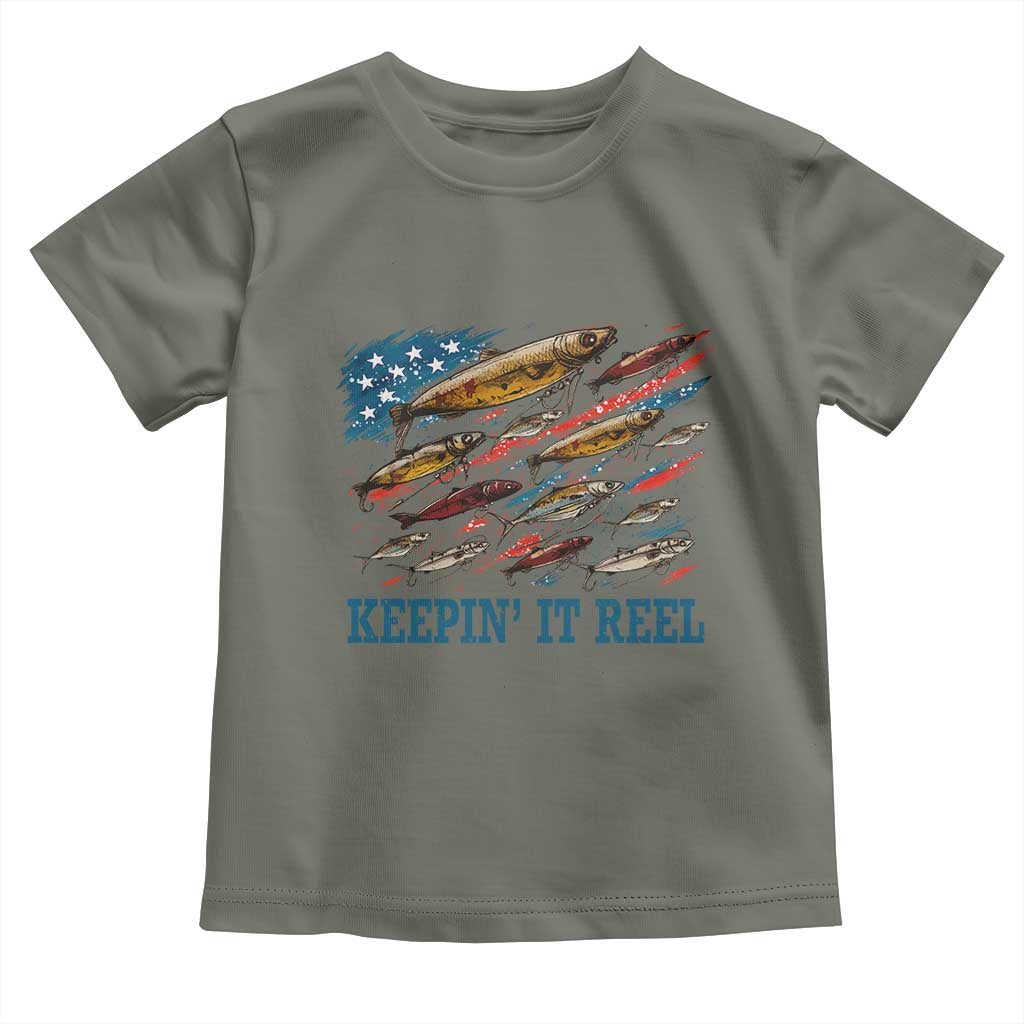 Funny Fisherman Keepin It Reel Toddler T Shirt Fishing Lure American Flag Bass Fishing - Wonder Print Shop