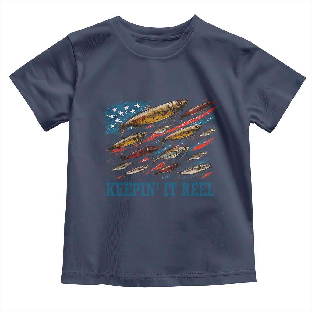 Funny Fisherman Keepin It Reel Toddler T Shirt Fishing Lure American Flag Bass Fishing - Wonder Print Shop