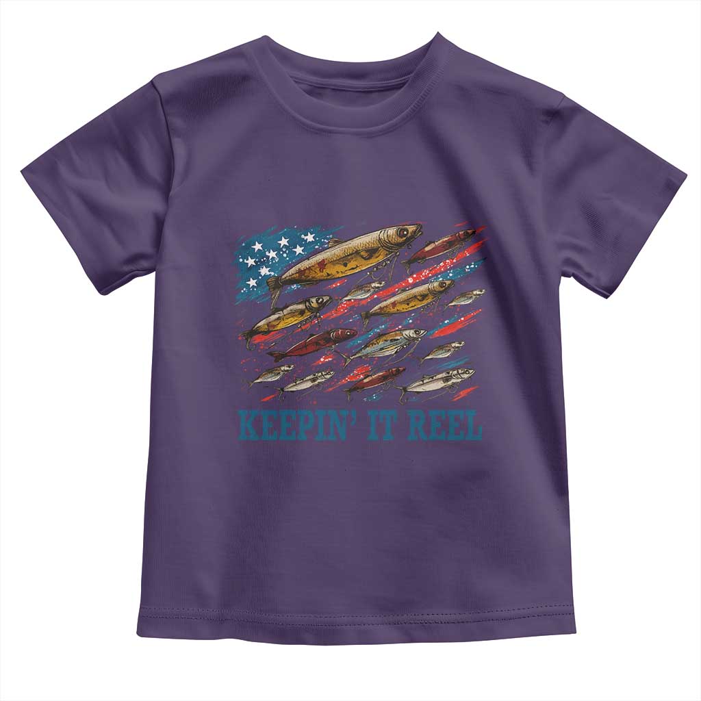 Funny Fisherman Keepin It Reel Toddler T Shirt Fishing Lure American Flag Bass Fishing - Wonder Print Shop