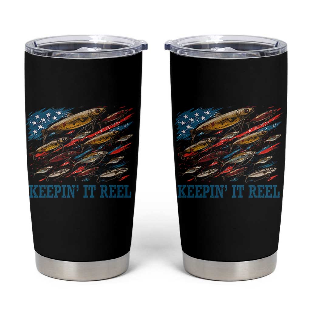 Funny Fisherman Keepin It Reel Tumbler Cup Fishing Lure American Flag Bass Fishing - Wonder Print Shop