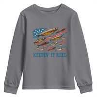 Funny Fisherman Keepin It Reel Youth Sweatshirt Fishing Lure American Flag Bass Fishing - Wonder Print Shop