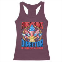 Funny Fireworks Director Racerback Tank Top If I Run We All Run 4th Of July Rocket American Flag - Wonder Print Shop