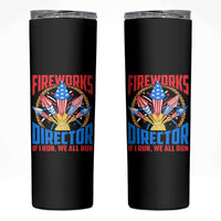 Funny Fireworks Director Skinny Tumbler If I Run We All Run 4th Of July Rocket American Flag - Wonder Print Shop