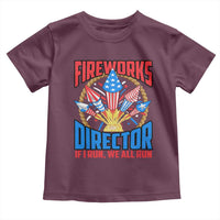 Funny Fireworks Director Toddler T Shirt If I Run We All Run 4th Of July Rocket American Flag - Wonder Print Shop
