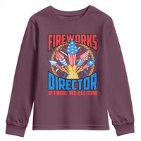 Funny Fireworks Director Youth Sweatshirt If I Run We All Run 4th Of July Rocket American Flag - Wonder Print Shop