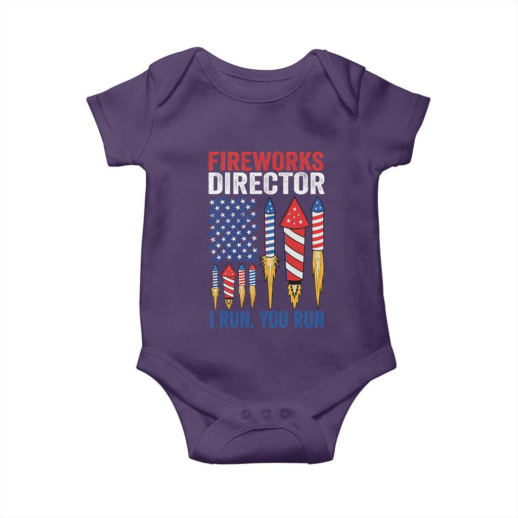 Funny Fireworks Director I Run You Run Baby Onesie 4th Of July American Flag - Wonder Print Shop