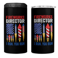 Funny Fireworks Director I Run You Run 4 in 1 Can Cooler Tumbler 4th Of July American Flag - Wonder Print Shop