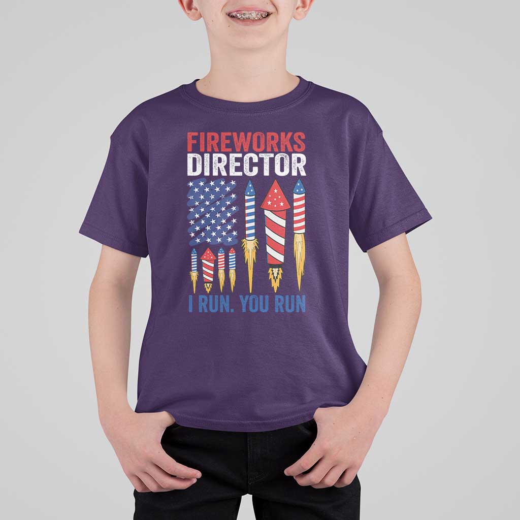 Funny Fireworks Director I Run You Run T Shirt For Kid 4th Of July American Flag - Wonder Print Shop