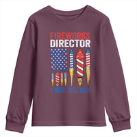 Funny Fireworks Director I Run You Run Youth Sweatshirt 4th Of July American Flag - Wonder Print Shop
