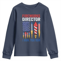 Funny Fireworks Director I Run You Run Youth Sweatshirt 4th Of July American Flag - Wonder Print Shop