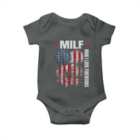 Funny MILF Man I Love Fireworks Baby Onesie American Patriotic July 4th US Flag - Wonder Print Shop