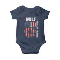 Funny MILF Man I Love Fireworks Baby Onesie American Patriotic July 4th US Flag - Wonder Print Shop