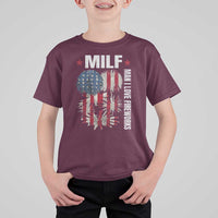 Funny MILF Man I Love Fireworks T Shirt For Kid American Patriotic July 4th US Flag - Wonder Print Shop