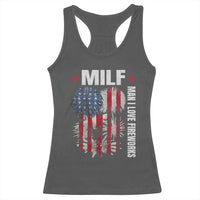 Funny MILF Man I Love Fireworks Racerback Tank Top American Patriotic July 4th US Flag - Wonder Print Shop