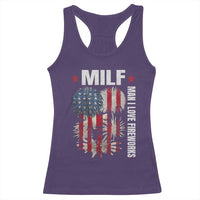 Funny MILF Man I Love Fireworks Racerback Tank Top American Patriotic July 4th US Flag - Wonder Print Shop
