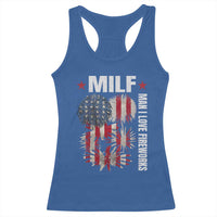 Funny MILF Man I Love Fireworks Racerback Tank Top American Patriotic July 4th US Flag - Wonder Print Shop