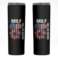 Funny MILF Man I Love Fireworks Skinny Tumbler American Patriotic July 4th US Flag - Wonder Print Shop