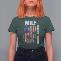 Funny MILF Man I Love Fireworks T Shirt For Women American Patriotic July 4th US Flag - Wonder Print Shop