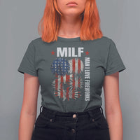 Funny MILF Man I Love Fireworks T Shirt For Women American Patriotic July 4th US Flag - Wonder Print Shop