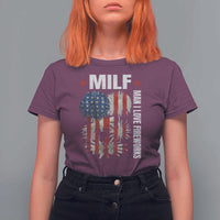 Funny MILF Man I Love Fireworks T Shirt For Women American Patriotic July 4th US Flag - Wonder Print Shop