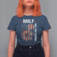 Funny MILF Man I Love Fireworks T Shirt For Women American Patriotic July 4th US Flag - Wonder Print Shop