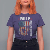 Funny MILF Man I Love Fireworks T Shirt For Women American Patriotic July 4th US Flag - Wonder Print Shop