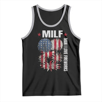 Funny MILF Man I Love Fireworks Tank Top American Patriotic July 4th US Flag - Wonder Print Shop