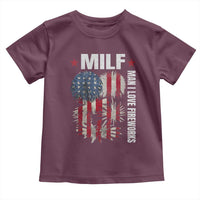 Funny MILF Man I Love Fireworks Toddler T Shirt American Patriotic July 4th US Flag - Wonder Print Shop