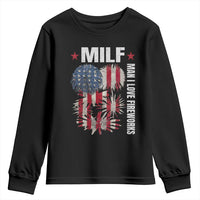Funny MILF Man I Love Fireworks Youth Sweatshirt American Patriotic July 4th US Flag - Wonder Print Shop