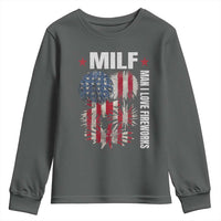 Funny MILF Man I Love Fireworks Youth Sweatshirt American Patriotic July 4th US Flag - Wonder Print Shop