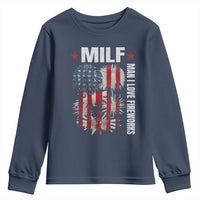 Funny MILF Man I Love Fireworks Youth Sweatshirt American Patriotic July 4th US Flag - Wonder Print Shop