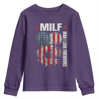 Funny MILF Man I Love Fireworks Youth Sweatshirt American Patriotic July 4th US Flag - Wonder Print Shop