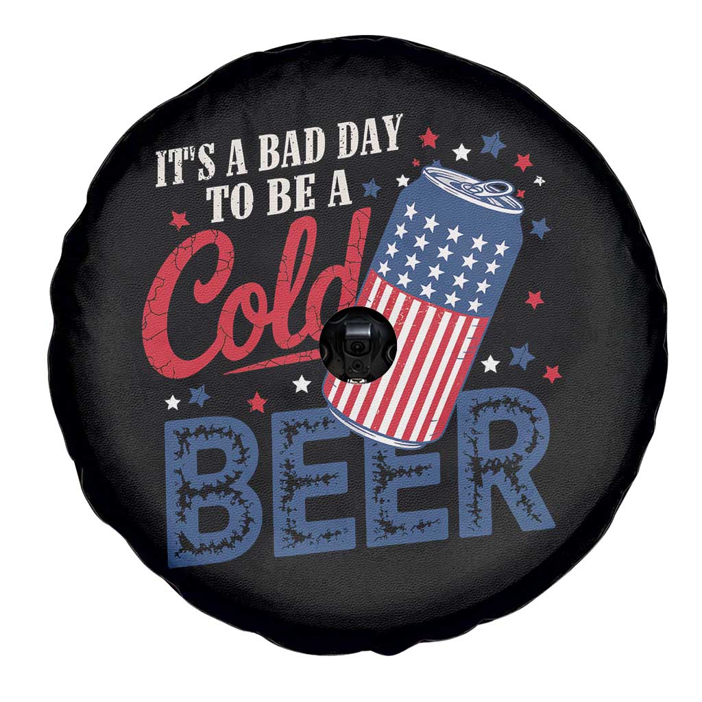 Funny 4th of July Drinking Spare Tire Cover Its A Bad Day To Be A Cold Beer American Flag - Wonder Print Shop