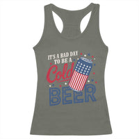 Funny 4th of July Drinking Racerback Tank Top Its A Bad Day To Be A Cold Beer American Flag - Wonder Print Shop