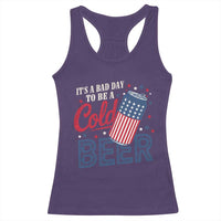 Funny 4th of July Drinking Racerback Tank Top Its A Bad Day To Be A Cold Beer American Flag - Wonder Print Shop