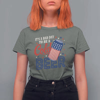 Funny 4th of July Drinking T Shirt For Women Its A Bad Day To Be A Cold Beer American Flag - Wonder Print Shop