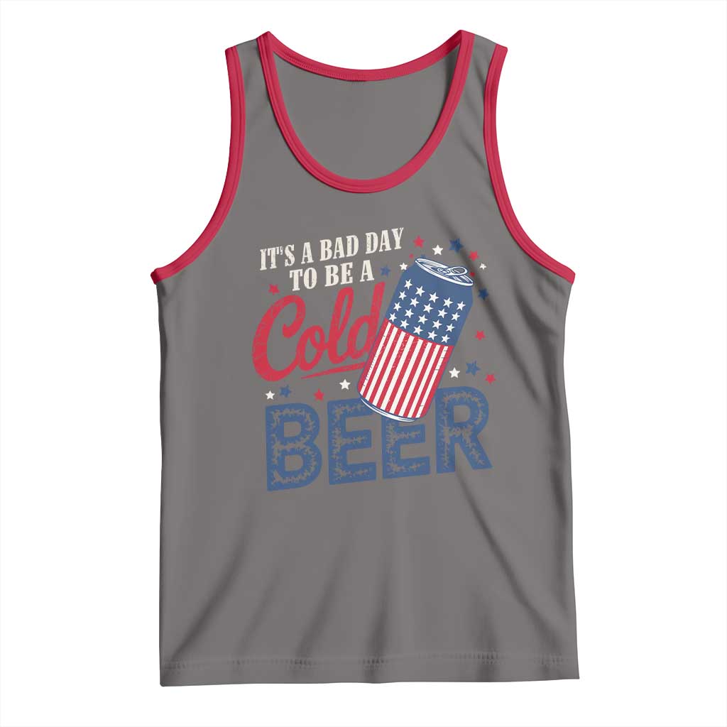 Funny 4th of July Drinking Tank Top Its A Bad Day To Be A Cold Beer American Flag - Wonder Print Shop